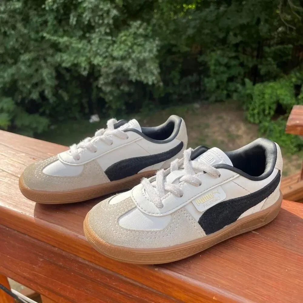 Puma Palermo Leather Toddler 8 White and Black Easy On